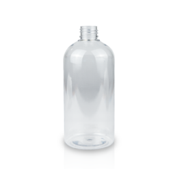 12 oz Clear PET Plastic Boston Round Bottle with 24-410 Neck