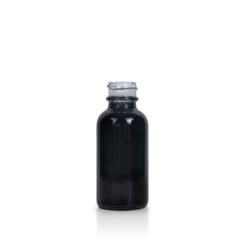 1 oz Transparent Black Boston Round Glass Bottle with 20-400 Neck Finish