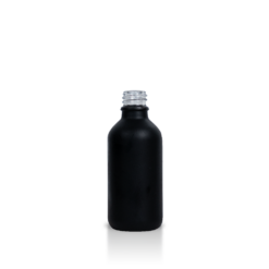 Matte Black 60 ml Euro Round Glass Bottle with 18-DIN Finish