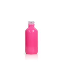 2 oz Boston Round Glass Bottle with 20-400 Neck Finish Shiny Pink