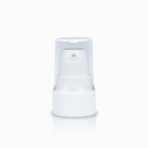20-410 White Cosmetic Smooth Skirt Treatment Pump with Clear Cap and 80mm Dip Tube-1