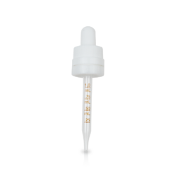 18-400 White Medical Grade Child Resistant with Tamper Evident Seal Graduated Glass Dropper (77mm)