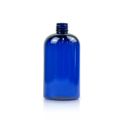 12 oz PET Plastic Boston Round Bottle with 24-410 Neck Finish Cobalt Blue