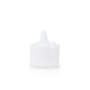 24-410 White Ribbed Skirt Spouted Dispensing Cap Open