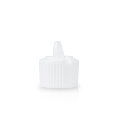 24-410 White Ribbed Skirt Spouted Dispensing Cap Open