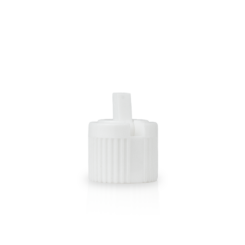 20-410 White Ribbed Skirt Spouted Dispensing Cap Open