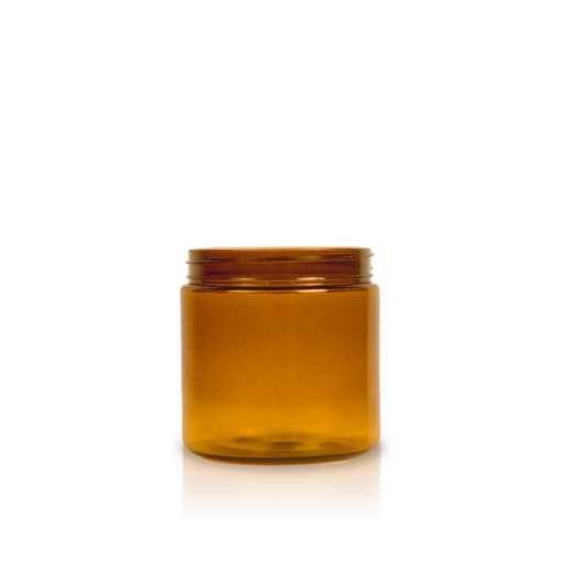 8 oz Amber PET Straight Sided Jar 70-400 Neck Finish