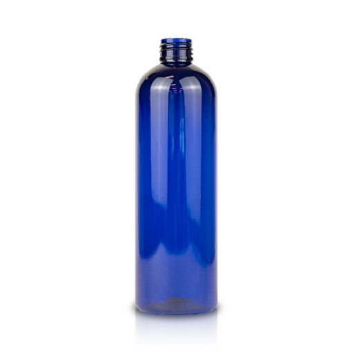 12 oz PET Cobalt Blue Cosmo Bottle with 24-410 Neck Finish