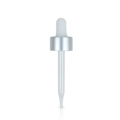 20-400 Matte Silver and Shiny White Glass Dropper (76mm) (Smooth)