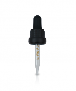 0.5 oz Black Medical Grade Graduated Glass Dropper with Long Bulb Tamper Evident Seal (18-400)(Heavy Duty)