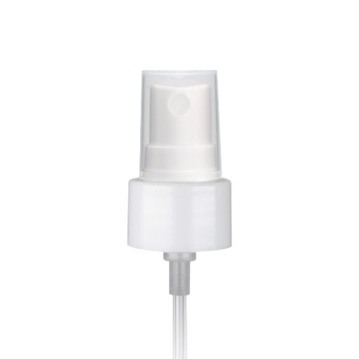 White PP 24-410 Smooth Skirt Fine Mist Fingertip Sprayer with 175mm Dip Tube Clear Overcap