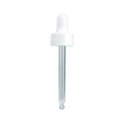 20-400 White PP Smooth Skirt Dropper with 76 mm Round Tip Glass Pipette