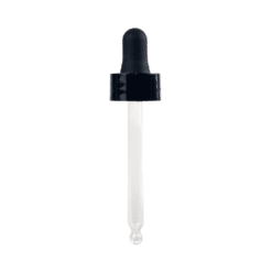 20-400 Black PP Smooth Skirt Dropper with 76 mm Round Tip Glass Pipette