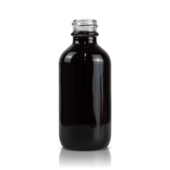 60 ml Glossy Black Glass Boston Round Bottles 20-400 Neck Finish